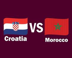fita de bandeira da croácia e marrocos com design de símbolo de nomes europa e áfrica vetor final de futebol ilustração de times de futebol de países europeus e africanos