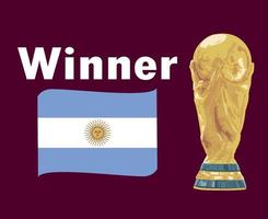 vencedor da fita da bandeira argentina com o símbolo do troféu da copa do mundo design final do futebol vetor da américa latina ilustração dos times de futebol dos países da américa latina