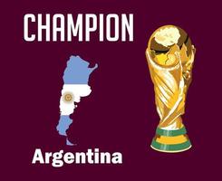 argentina mapa bandeira campeão com nomes e troféu final da copa do mundo design de símbolo de futebol américa latina vetor ilustração de times de futebol de países latino-americanos