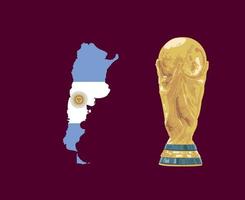 bandeira do mapa da argentina com troféu da copa do mundo design de símbolo de futebol final américa latina vetor ilustração de equipes de futebol de países da américa latina