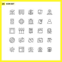 25 linhas temáticas de vetores e símbolos editáveis de balões de armário de festa de crescimento crime elementos de design de vetores editáveis