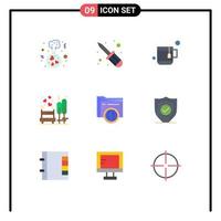 9 ícones criativos sinais modernos e símbolos de elementos de design vetoriais editáveis de banco de árvore de caneca de pasta fie vetor