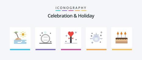 Celebração e pacote de ícones de 5 planos de férias, incluindo viagens. feriado. Casamento. cada. feriado. design de ícones criativos vetor