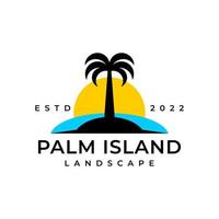 ilustração do ícone do vetor do logotipo vintage da ilha da palmeira