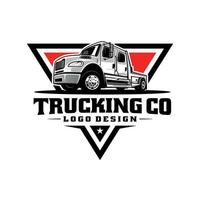 serviço de reboque, vetor de logotipo de ilustração de caminhão de cama plana