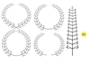 conjunto de silhueta de coroa de flores, ilustração de arte de linha vetorial de coroa de flores vetor