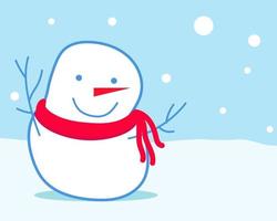 conceito de feliz natal. boneco de neve bonito com lenço vermelho. estilo vetorial de desenho animado para seu projeto. vetor