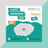 post de mídia social de admissão escolar e banner da web para educação infantil vetor