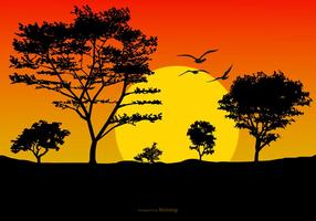 Ilustração bonita da paisagem do por do sol vetor