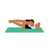 homem praticando ioga, fazendo astavakrasana de suporte de braço, pose de oito ângulos de equilíbrio de braço assimétrico. ilustração vetorial plana isolada no fundo branco vetor