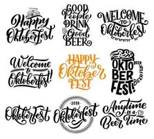 caligrafia de letras do festival de cerveja oktoberfest vetor