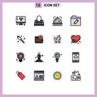 conjunto de 16 ícones de interface do usuário modernos, símbolos, sinais para dinheiro, doces, marshmallow de natal, renomear elementos de design de vetores criativos editáveis