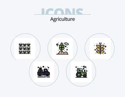 linha de agricultura cheia de ícones do pacote 5 design de ícones. . . natureza. vegetal. Fazenda vetor
