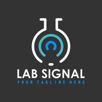 tubo de laboratório em linha com sinal de contenção ou imagem de roteador wi-fi ícone gráfico design de logotipo conceito abstrato vetor estoque. pode ser usado como um símbolo relacionado à ciência ou tecnologia