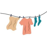 pendurar roupas no varal. conceito de lavagem vetor