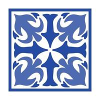 vetor azulejo de cerâmica portuguesa com ornamento floral de cerâmica. azulejo azul vintage de portugal, talavera mexicana, majólica italiana, motivo de arabesco ou mosaico de cerâmica espanhola