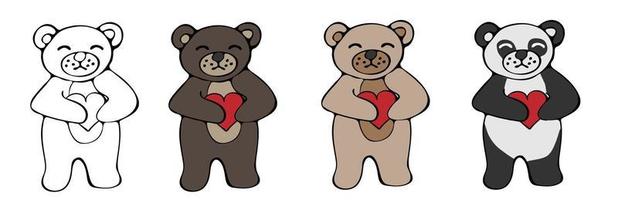 ilustração vetorial desenhada à mão de ursinhos de pelúcia fofos vetor