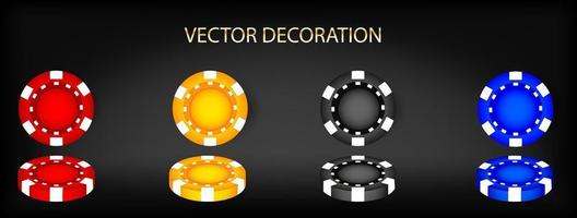 fichas de cassino volumétricas de cores diferentes vetor