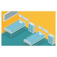 Sala de tratamento de paciente isométrico 3d para terapia de saúde em um hospital. ilustração vetorial isométrica adequada para diagramas, infográficos e outros ativos gráficos vetor