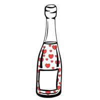 garrafa de vinho com corações vetor