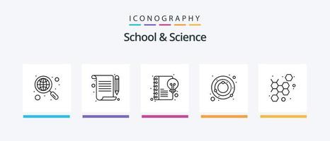 pacote de ícones da linha 5 da escola e da ciência, incluindo criativo. livro. Ciência. Fórmula. design de ícones criativos vetor