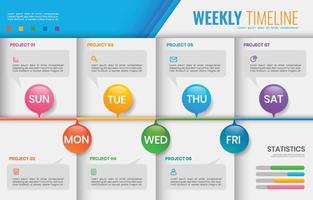 tabela de cronograma semanal colorida para relatório de projeto vetor