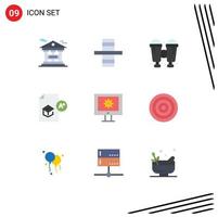 9 ícones criativos sinais e símbolos modernos de suporte técnico serviço de suporte on-line camping estudo conhecimento elementos de design de vetores editáveis