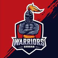 design de logotipo de mascote de esquadrão guerreiro vetor