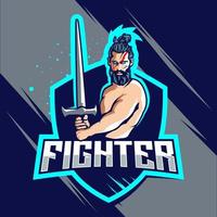design de logotipo de esport de lutador vetor
