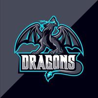 design de logotipo de mascote de esquadrão de dragão vetor