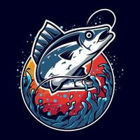 design de logotipo de ilustração de pesca vetor