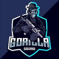 design de logotipo esport do esquadrão gorila vetor