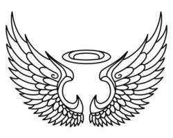 estilo de arte de linha de asas de anjo vetor livre