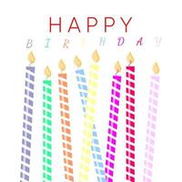 coleção de velas coloridas para aniversário. cartão feliz aniversário. design plano de desenho animado. ilustração vetorial. vetor