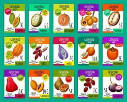 preços de loja de comida verde com vetor de frutas exóticas
