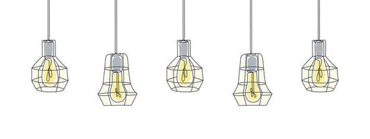 arte de uma linha. design de arte de linha de lâmpadas. um desenho de linha de lâmpadas. ilustração vetorial vetor