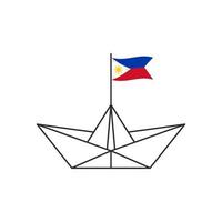 ícone do barco de papel. um barco com a bandeira das Filipinas. ilustração vetorial vetor
