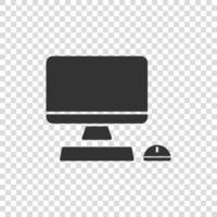 computador pessoal em estilo simples. ilustração em vetor desktop pc em fundo isolado. conceito de negócio de sinal de exibição de monitor.