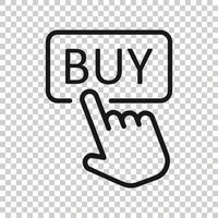 compre o ícone da loja em estilo simples. ilustração em vetor dedo cursor em fundo isolado. clique no conceito de negócio de botão.