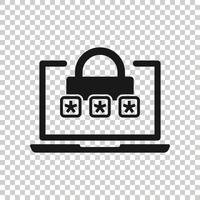 laptop com ícone de senha em estilo simples. ilustração vetorial de acesso ao computador em fundo branco isolado. conceito de negócio de entrada de cadeado. vetor