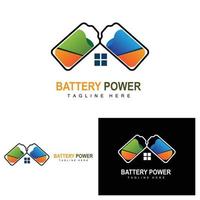 design de logotipo de bateria, ilustração de carregamento de tecnologia, vetor de marca da empresa