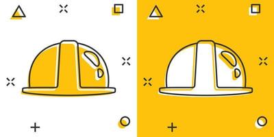 ícone do capacete de construção em estilo cômico. tampa de segurança ilustração vetorial dos desenhos animados no fundo isolado. conceito de negócio de sinal de efeito de respingo de chapéu de trabalhador. vetor