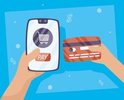 tecnologia de pagamento online com cartão de crédito vetor