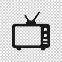 ícone da tv em estilo simples. ilustração em vetor sinal de televisão em fundo branco isolado. conceito de negócio de canal de vídeo.