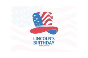 ilustração em vetor tema de aniversário de lincoln. 12 de fevereiro, ilustração moderna de vetor plano