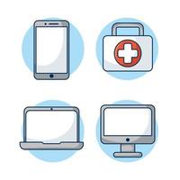 conjunto de ícones de tecnologia de saúde online vetor