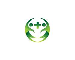 design de logotipo de vida de bem-estar saudável com ícone de vetor de modelo cruzado farmacêutico.