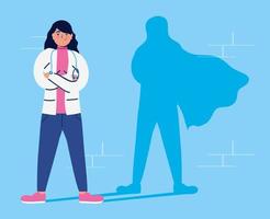 médica como super heroína vetor