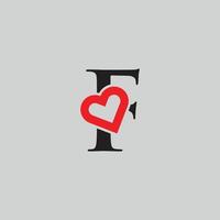 logotipo coração letra f. lindo design de logotipo de amor vetorial. f design de carta criativa de contorno de amor vetor