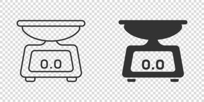 ícone de escala de peso de banheiro em estilo simples. ilustração em vetor medição em massa no fundo isolado. conceito de negócio de sinal de excesso de peso.